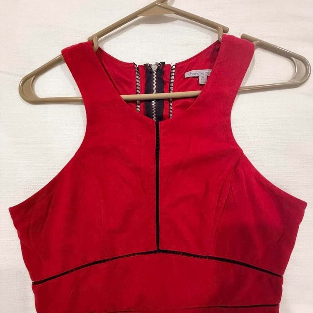 Charlotte Russe Red Crop Top with Black Trim Size M